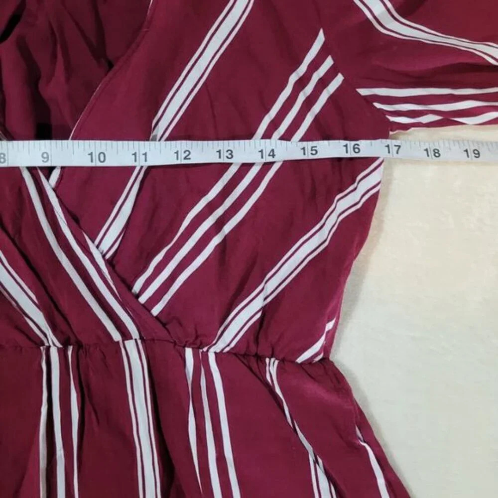 The‎ Jetset Diaries Red Striped Faux Wrap Dress - Size Medium - Picture 8 of 10